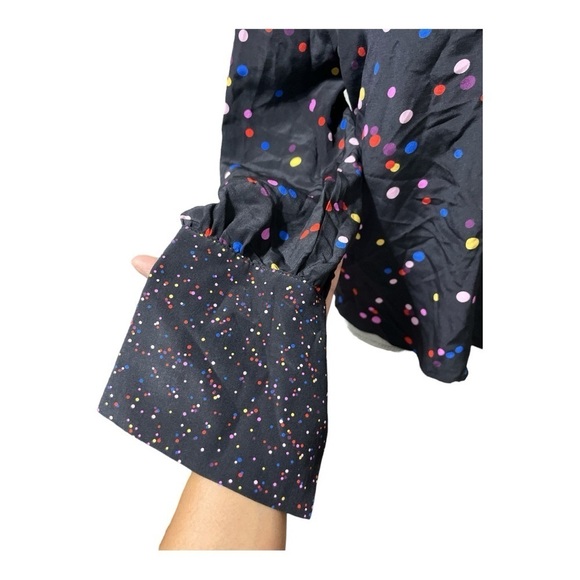 TopShop long sleeves polka dot blouse with tie in the back and on sleeves size 8 - Picture 6 of 11